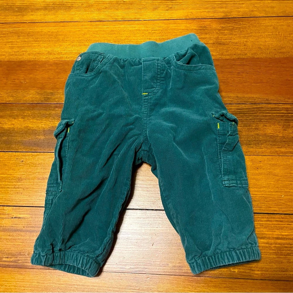 Baby Boden Teal Green Corduroy Cargo Pants Size 6-12 Months